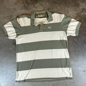 Vintage Y2K Camel Active green striped polo shirt Men's Size XL